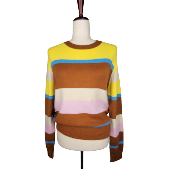 G.I.L.I Got It Love It Yellow Stripe Crew Neck Sweater - Size S - Picture 2 of 6